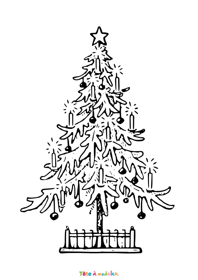 Coloriage d'un sapin de Noël dans un parc