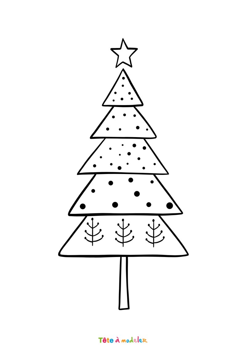 Coloriage d'un sapin de Noël géometrique