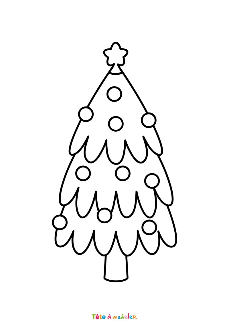 Coloriage d'un sapin de Noël nature