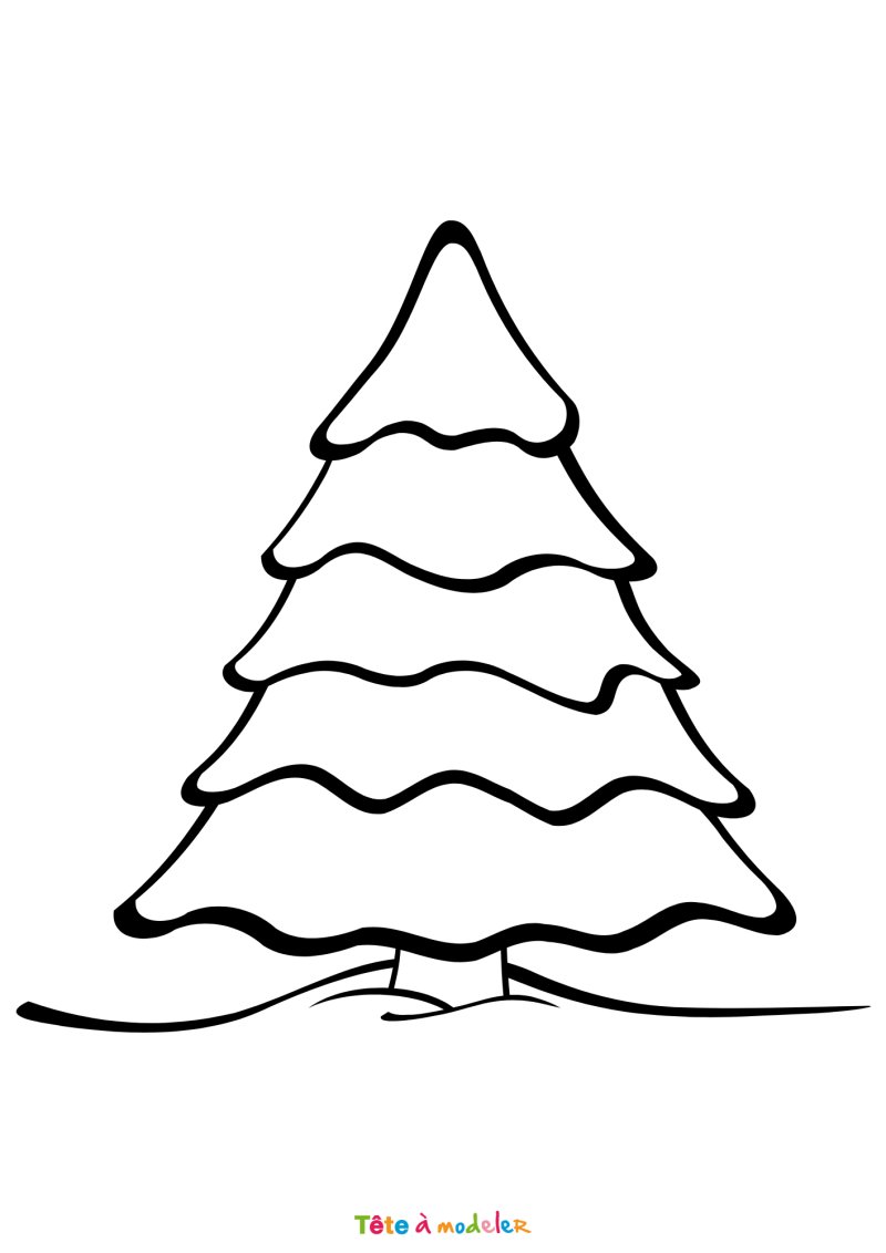 Coloriage d'un sapin de Noël sous la neige
