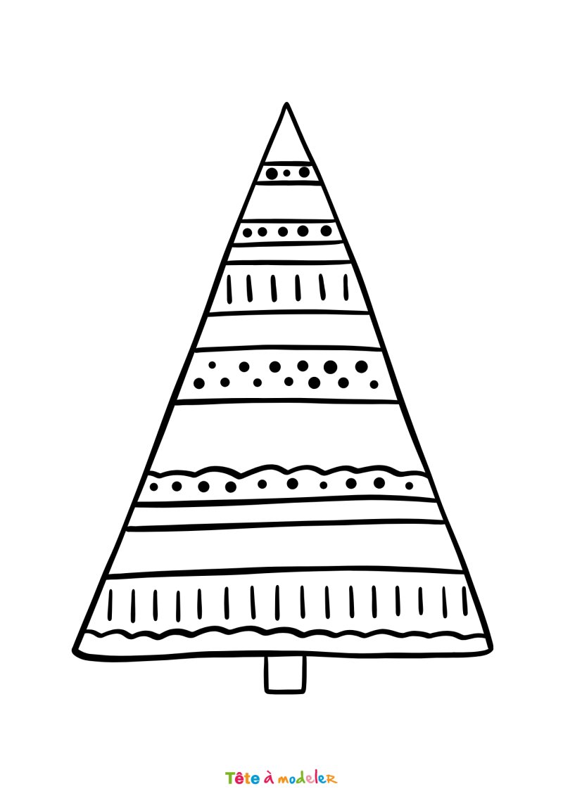 Coloriage d'un sapin de Noël triangle