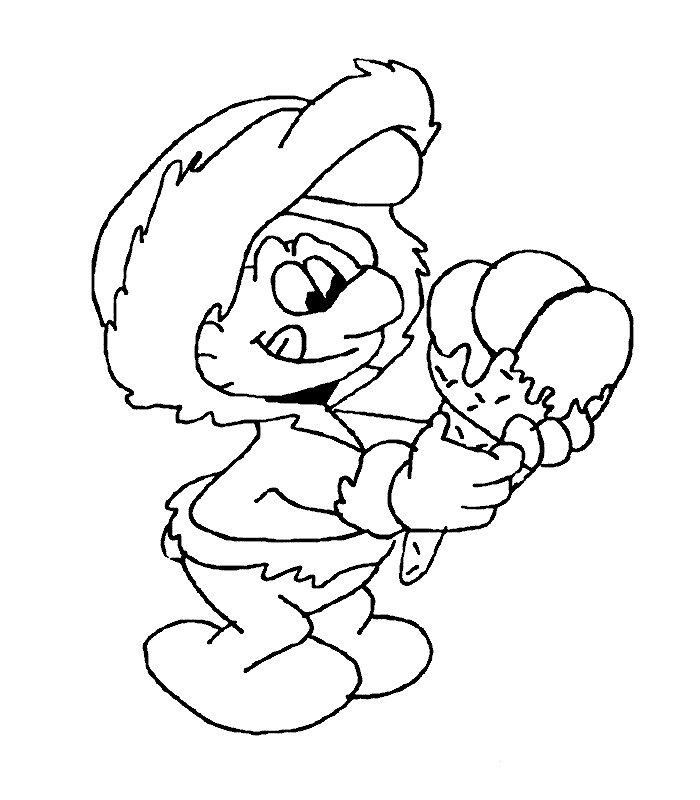 Coloriage d'un Schtroumpf avec une glace