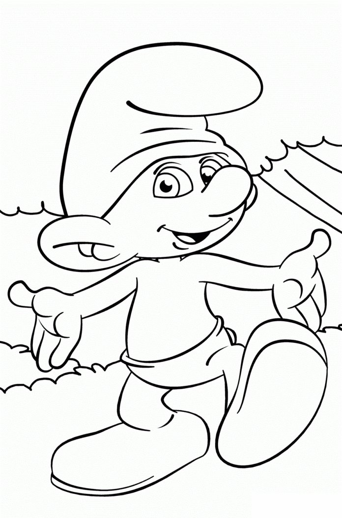 Coloriage d'un Schtroumpf gratuit