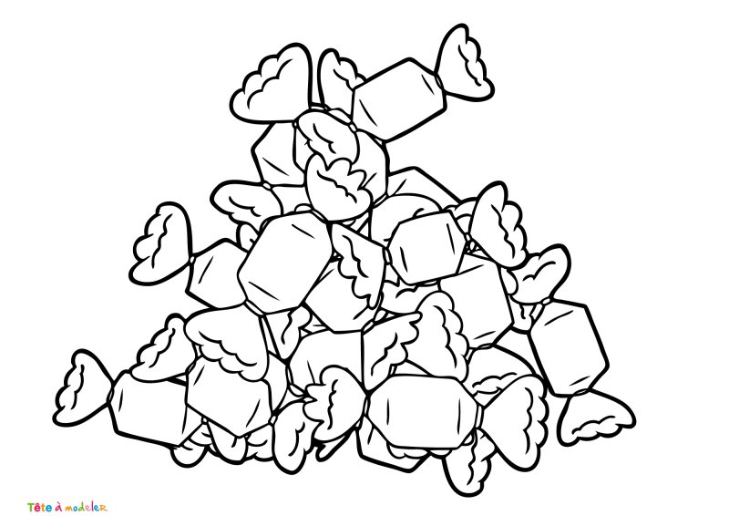 Coloriage d'un tas de bonbons individuels