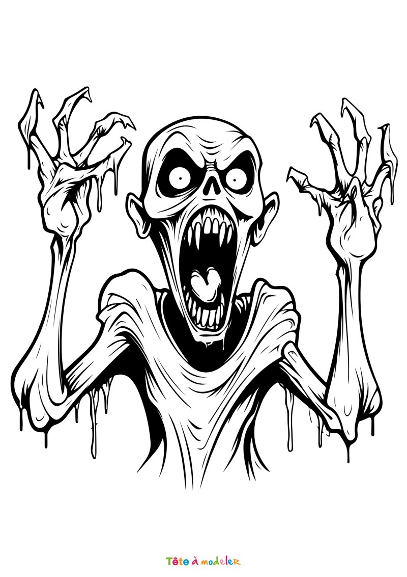Coloriage d'un zombie d'horreur