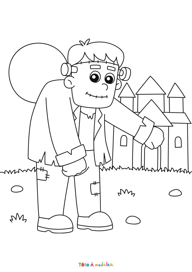 Coloriage d'un zombie en pdf