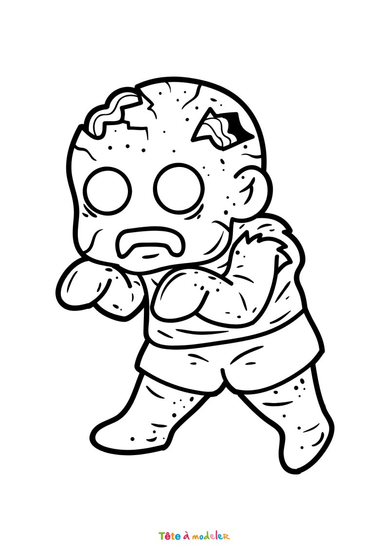 Coloriage d'un zombie qui marche