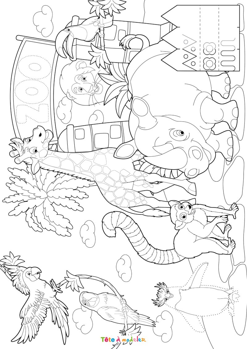 Coloriage d'un zoo en pdf
