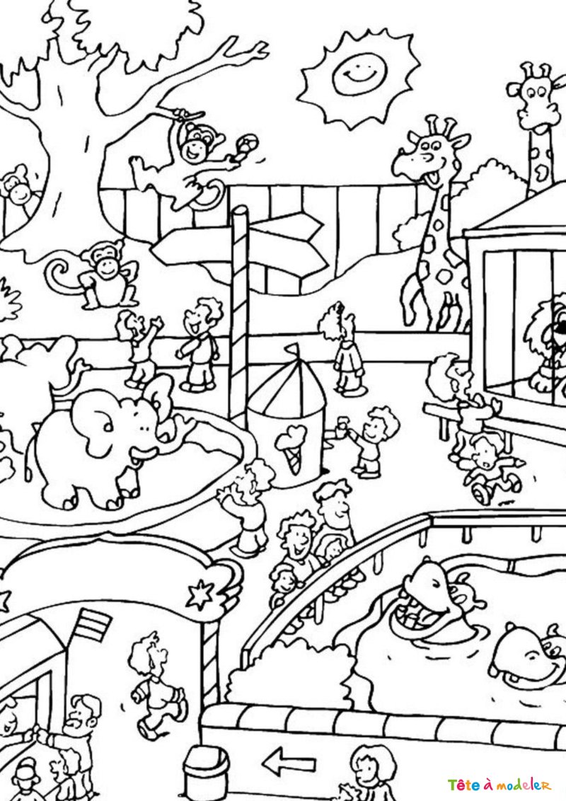 Coloriage d'un zoo fun