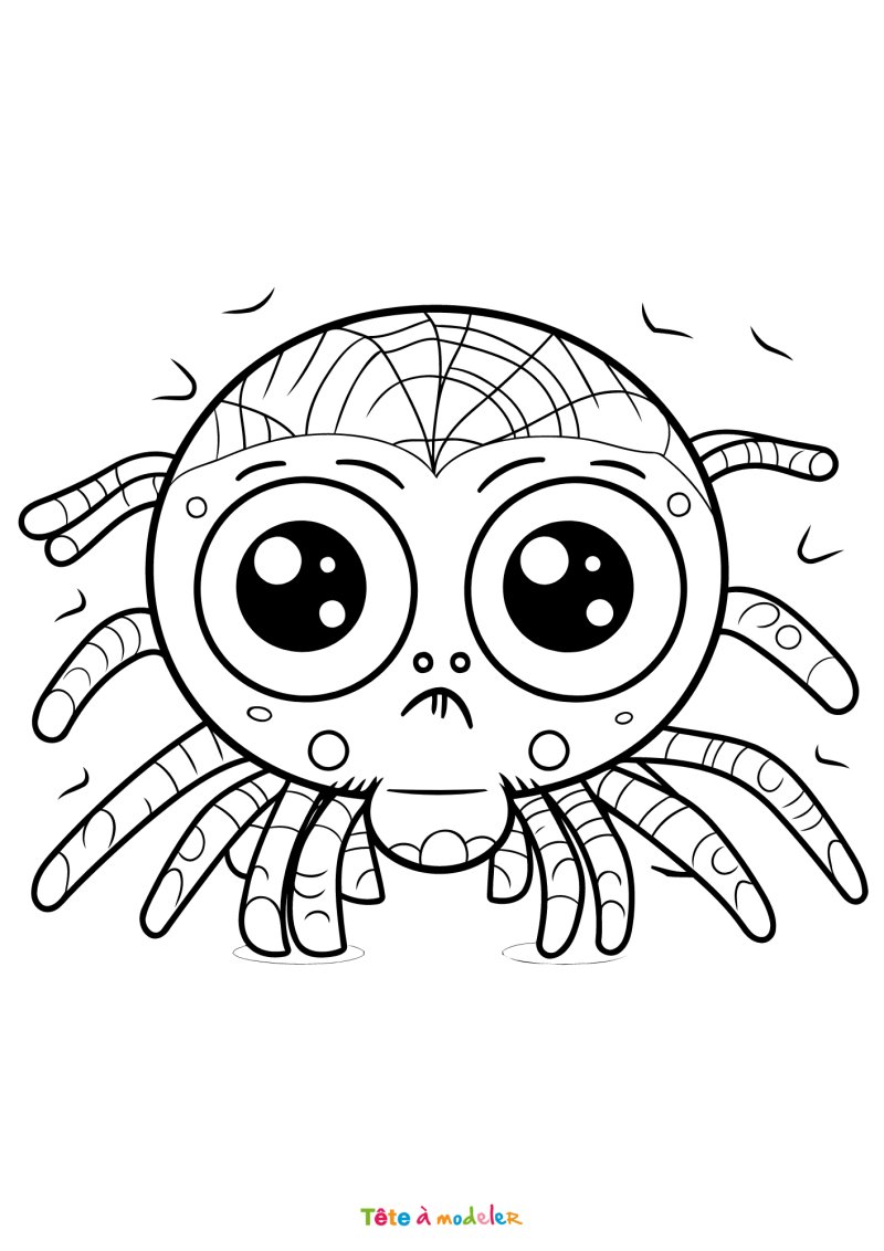 Coloriage d'une araignée kawaii