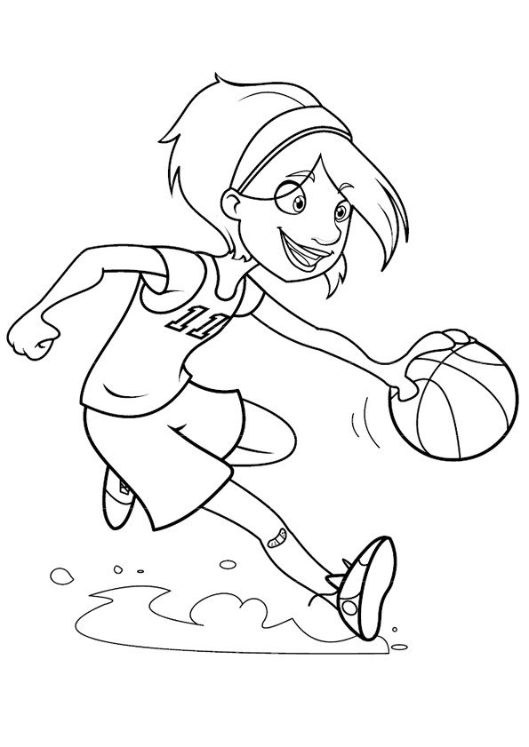Coloriage d'une basketteuse en match