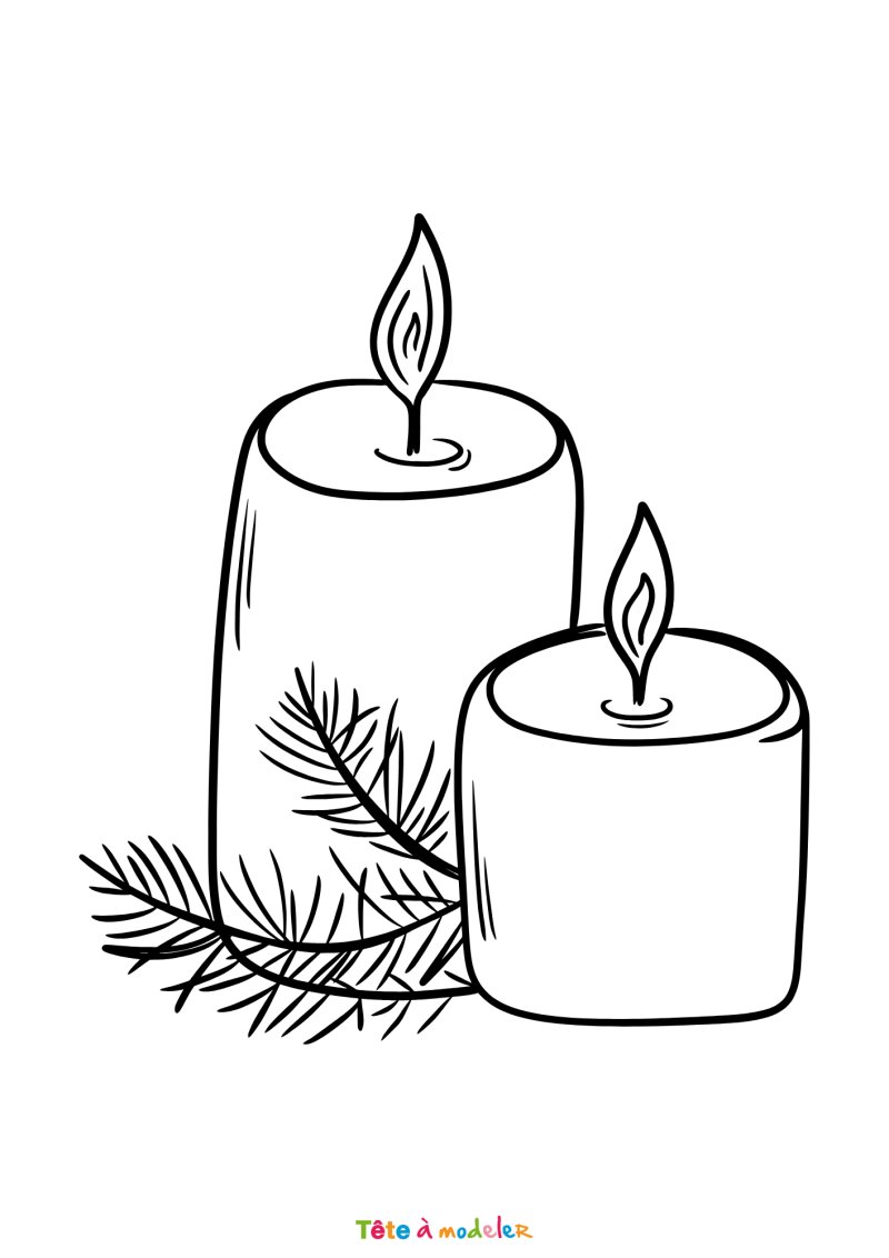 Coloriage d'une bougie de Noël à télécharger