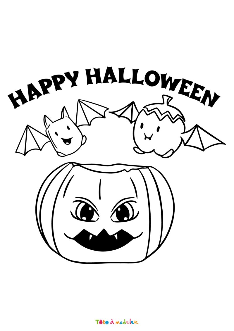 Coloriage d'une citrouille Happy Halloween