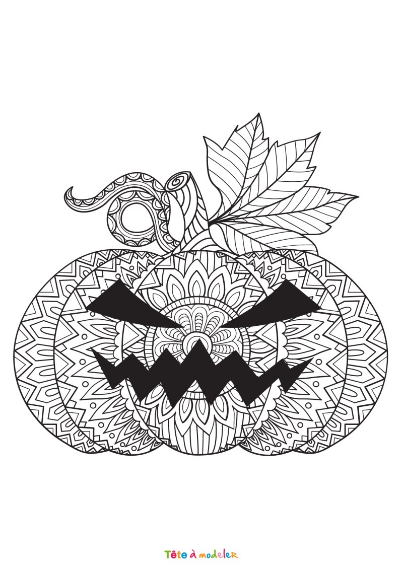 Coloriage d'une citrouille mandalas