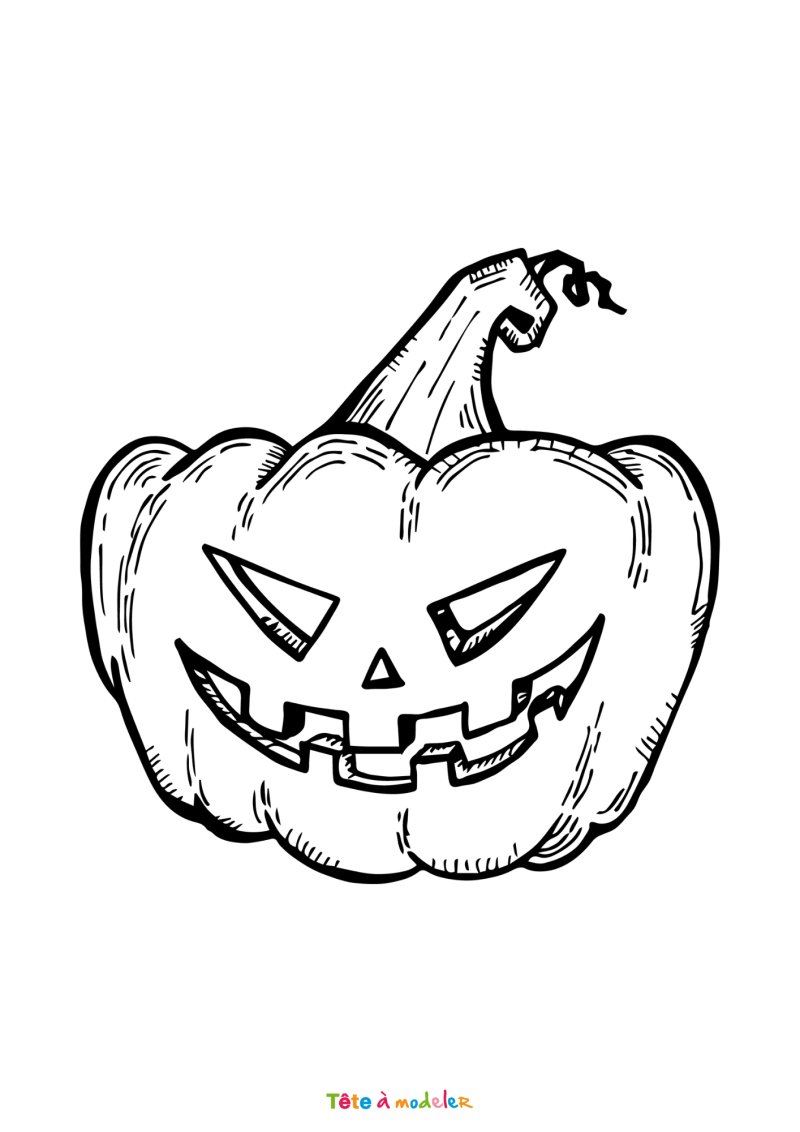 Coloriage d'une citrouille qui fait peur