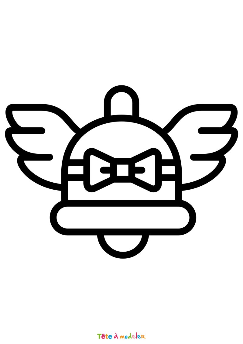 Coloriage d'une cloche avec des ailes