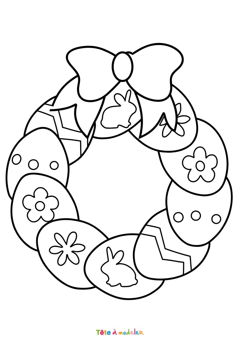 Coloriage d'une couronne d'oeufs de Pâques