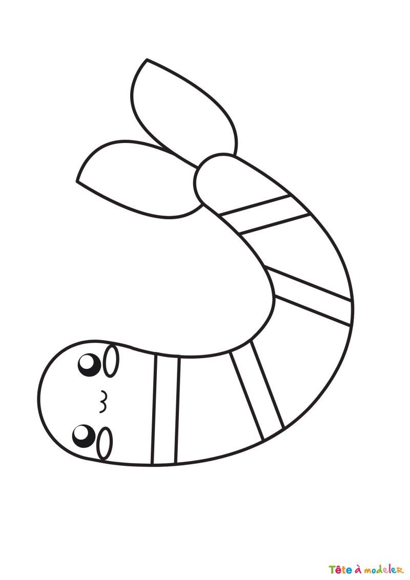 Coloriage d'une crevette kawaii