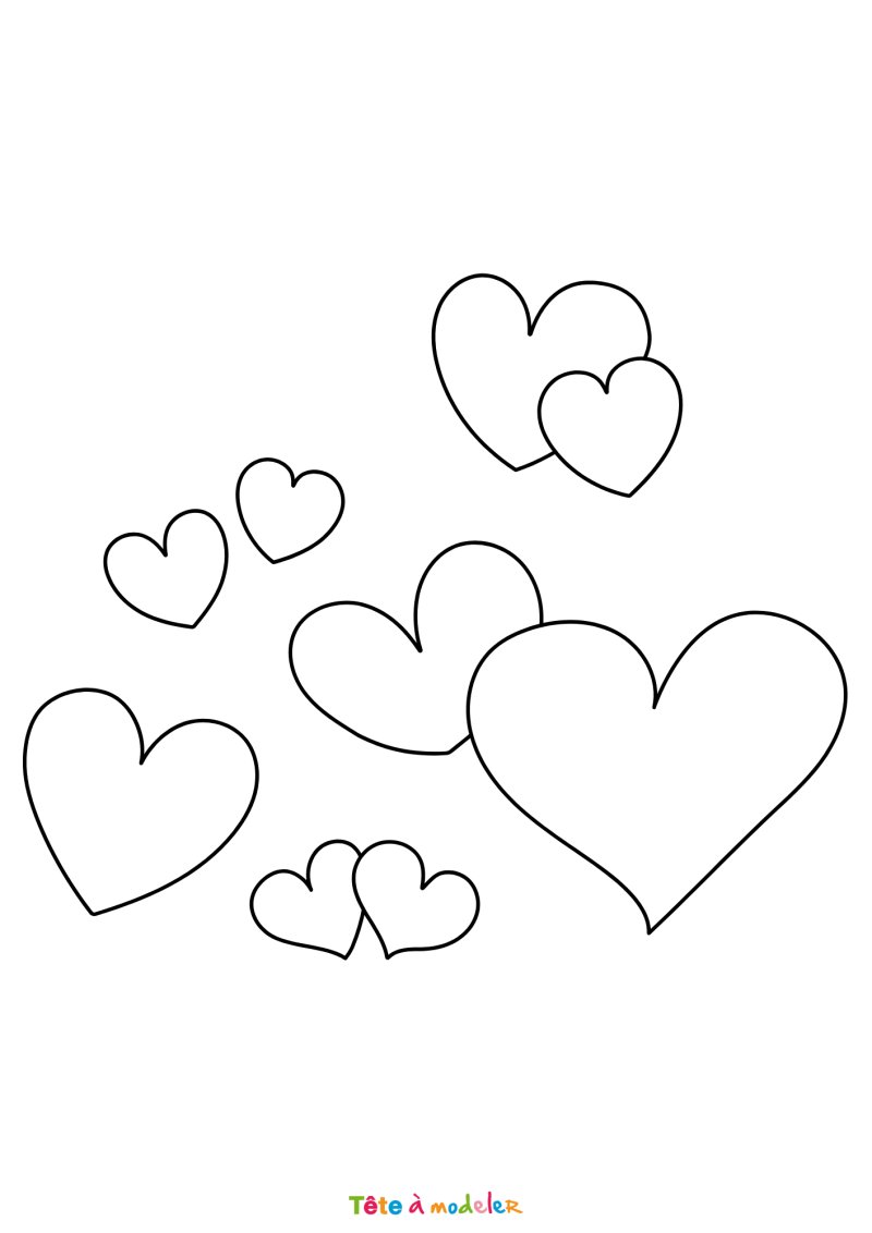 Coloriage d'une envolée de coeurs