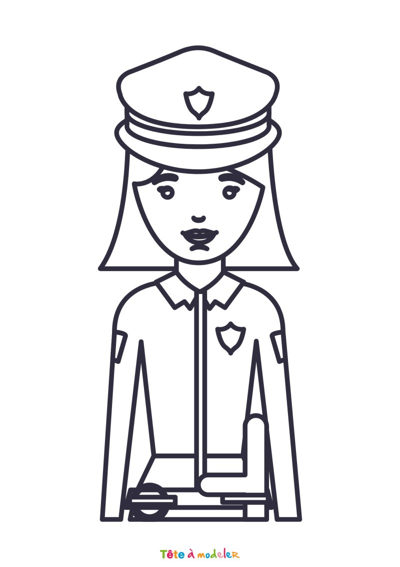 Coloriage d'une femme policier