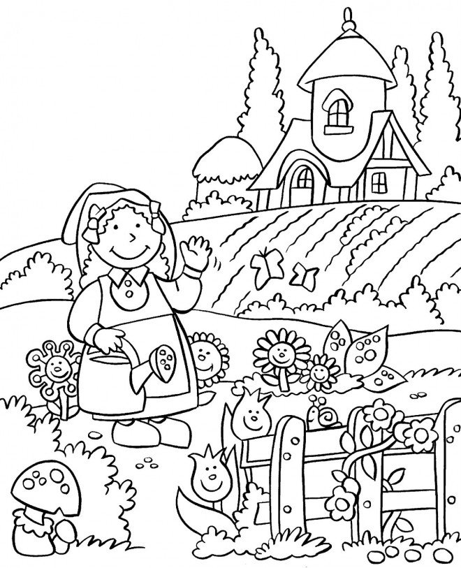 Coloriage d'une fermière 