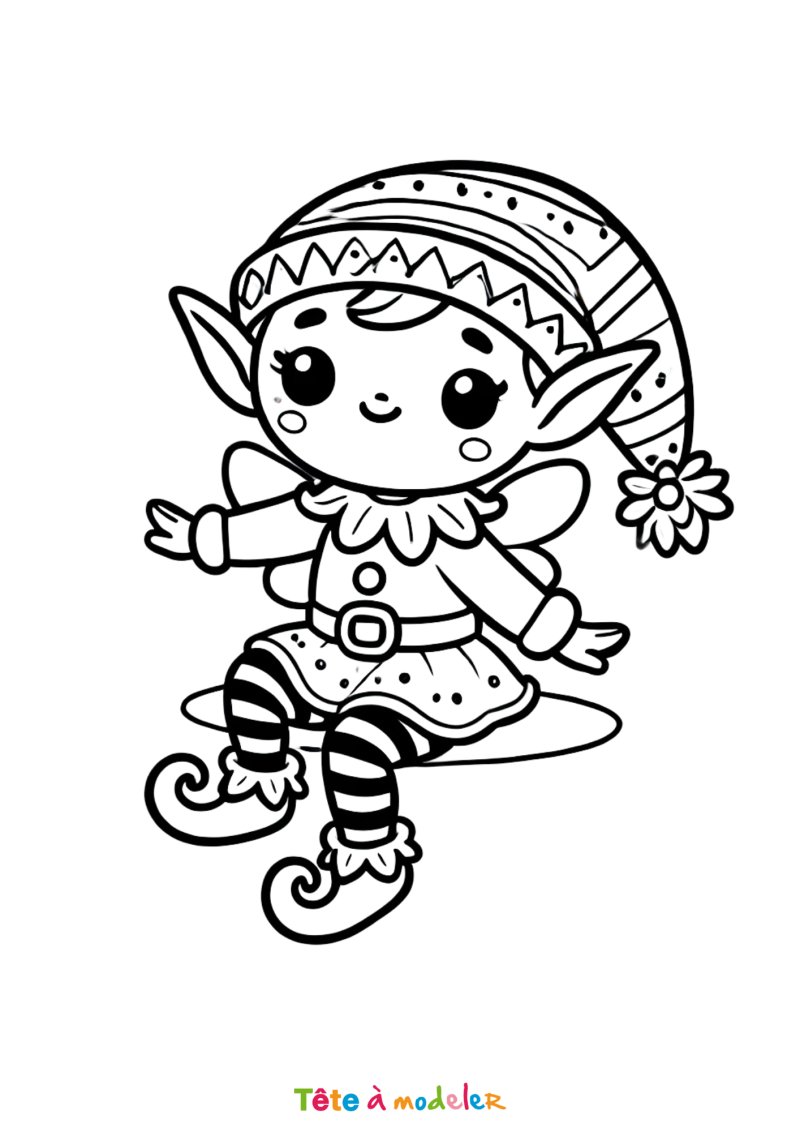 coloriage d'une fille lutin farceur