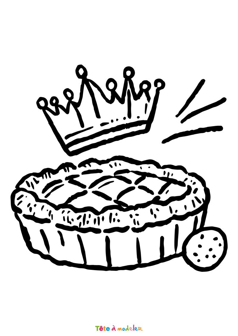 Coloriage d'une galette des Rois aux pommes