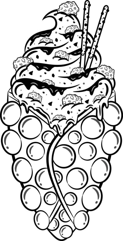 Coloriage d'une glace dans une bubble waffle