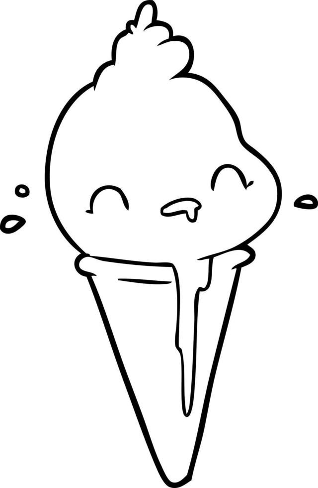 Coloriage d'une glace poussin kawaii