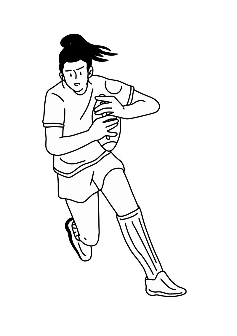 Coloriage d'une joueuse de rugby