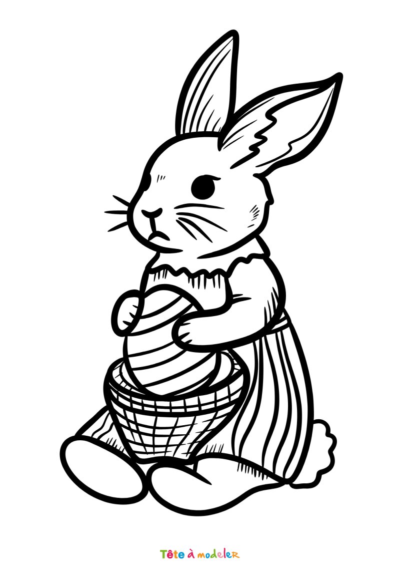 Coloriage d'une lapine de Pâques