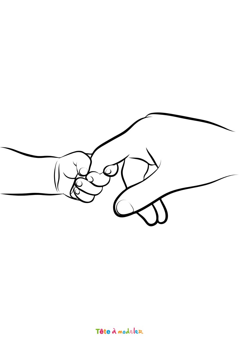 Coloriage d'une main de bébé