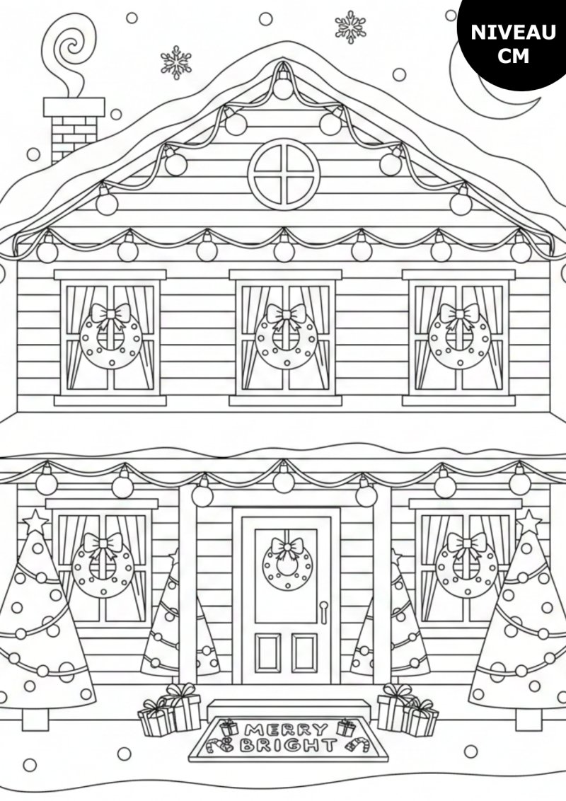 Coloriage d'une maison de Noël