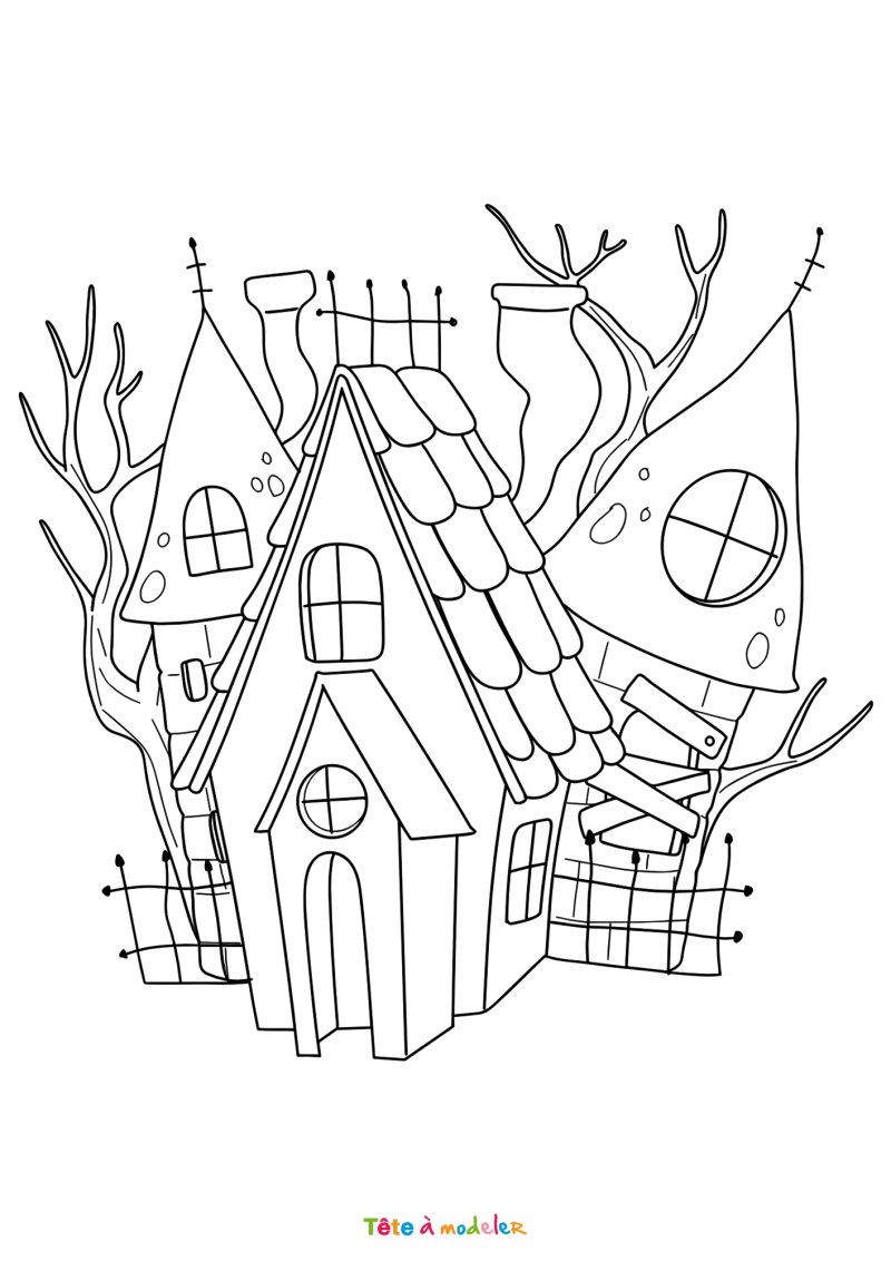 Coloriage d'une maison de sorcière