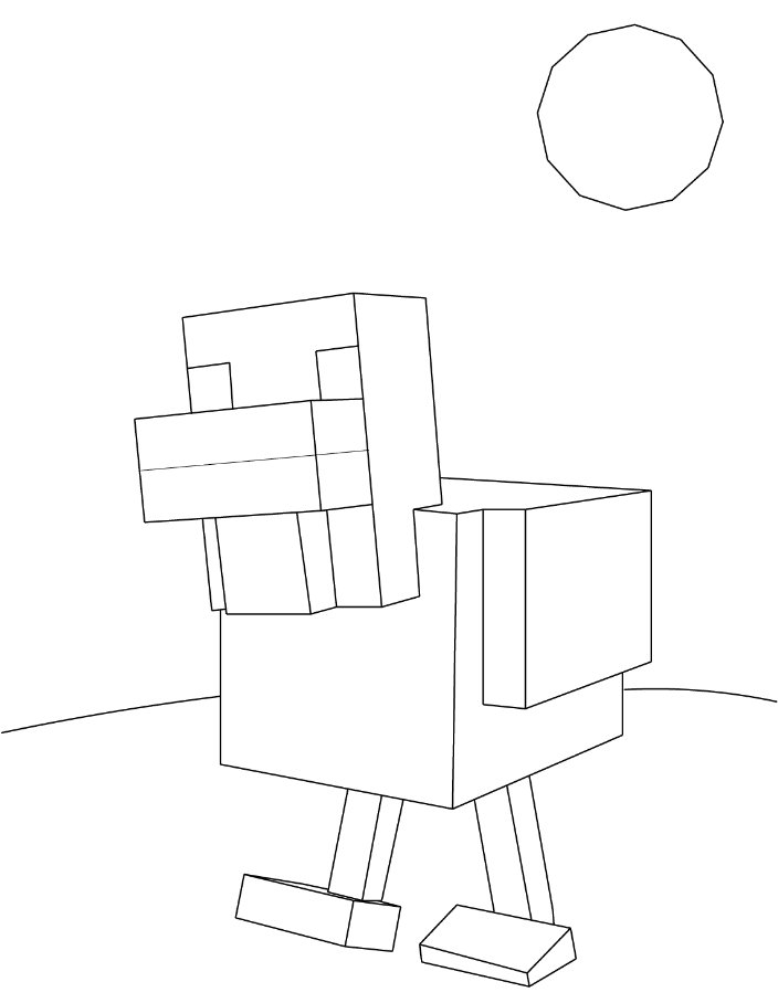 Coloriage d'une poule dans Minecraft