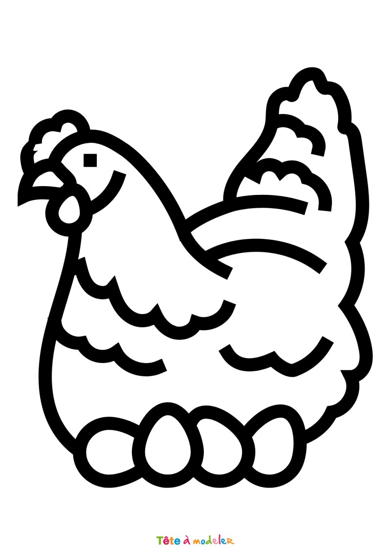 Coloriage d'une poule de Pâques à télécharger