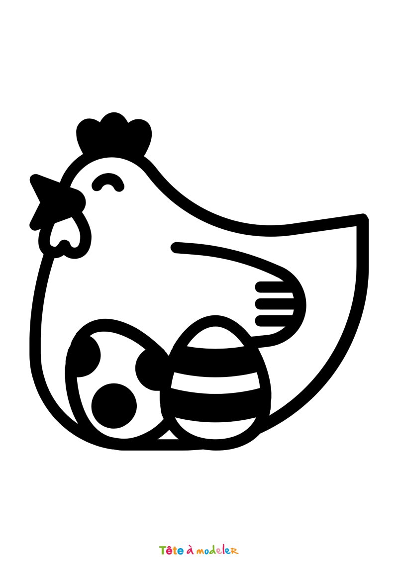 Coloriage d'une poule de Pâques maternelle