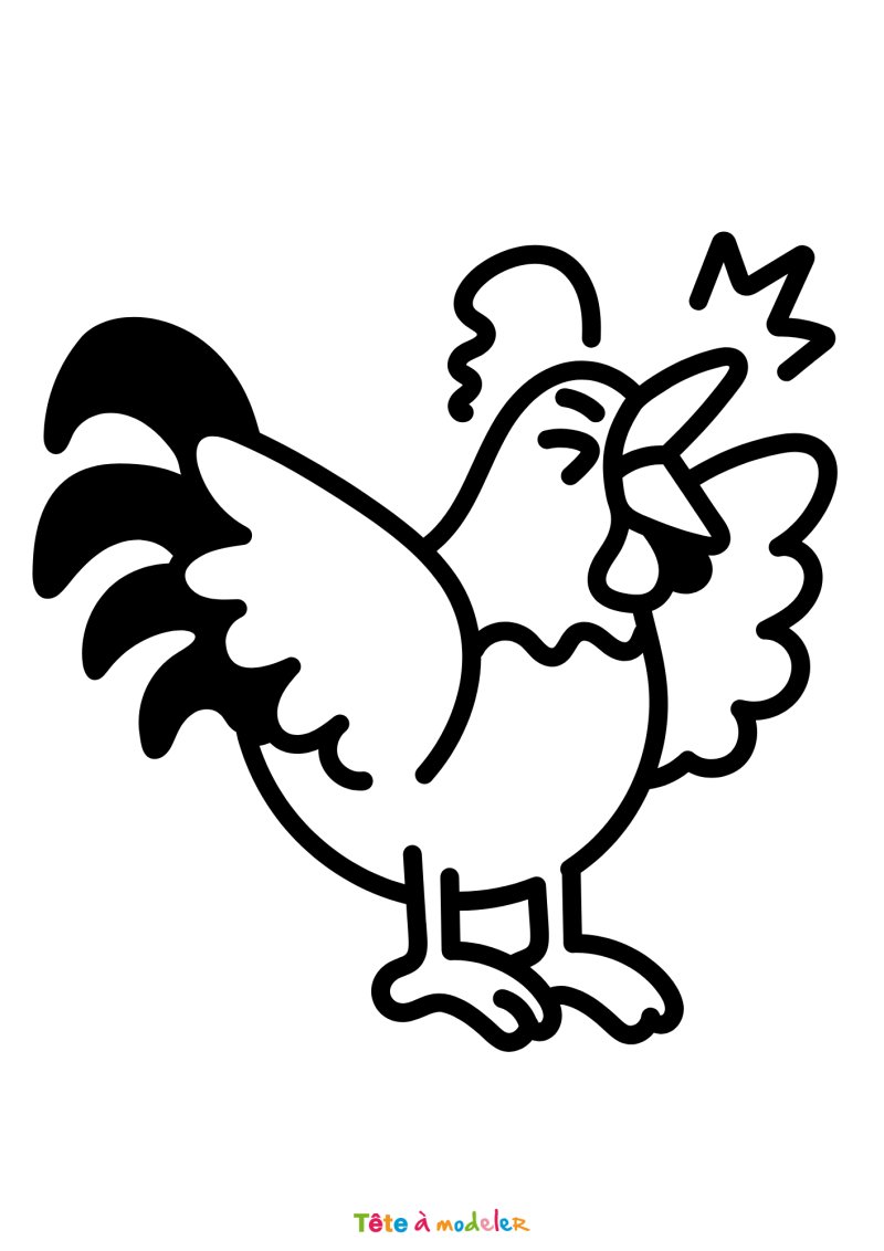 Coloriage d'une poule de Pâques qui chante