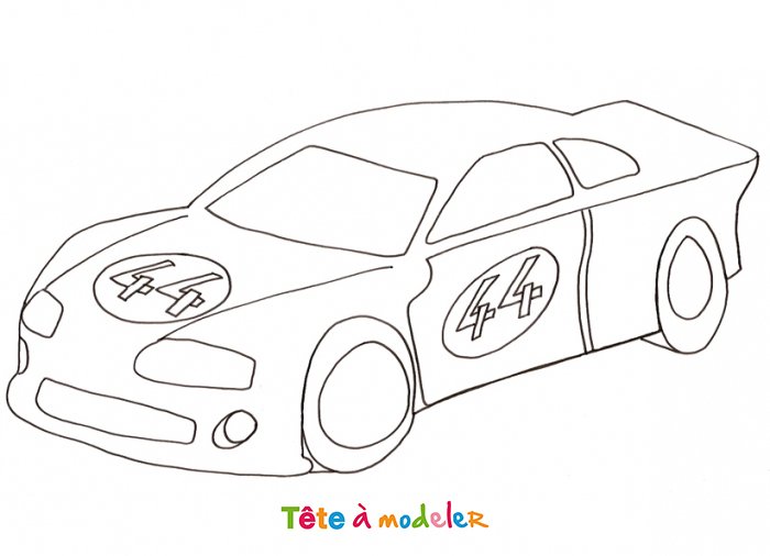 Coloriage d'une voiture de course avec le n° 44