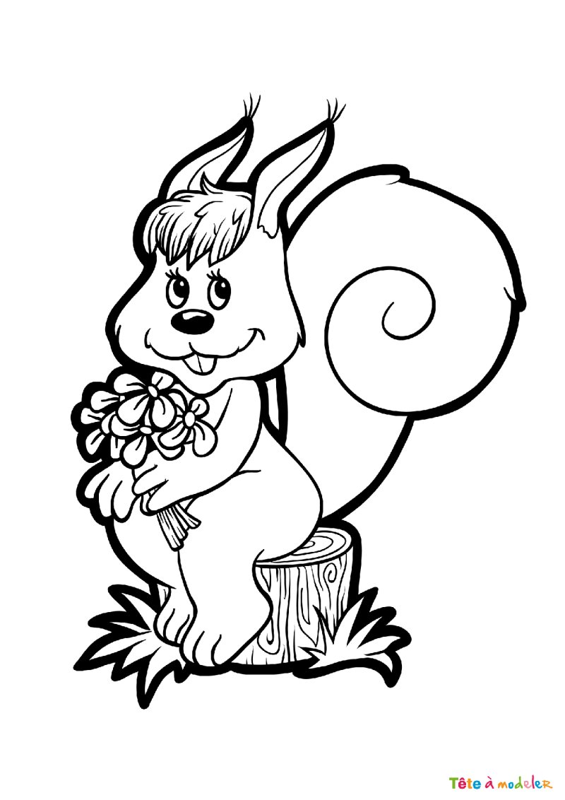 Coloriage d'un écureuil maternelle