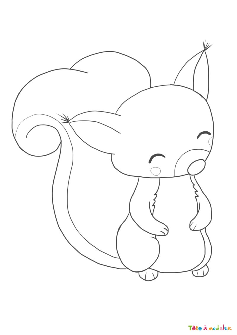 Coloriage d'un écureuil mignon