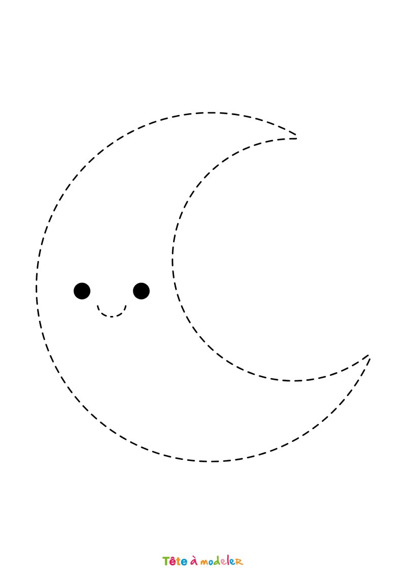 Coloriage en pointillés lune
