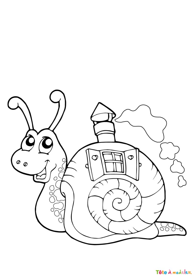 Coloriage escargot drôle