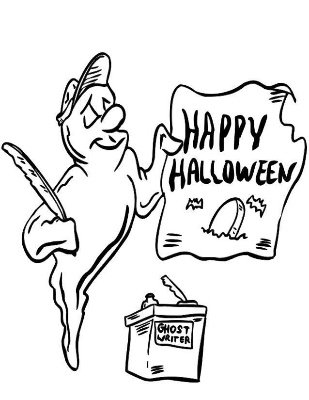 Coloriage d'un fantôme Happy Halloween