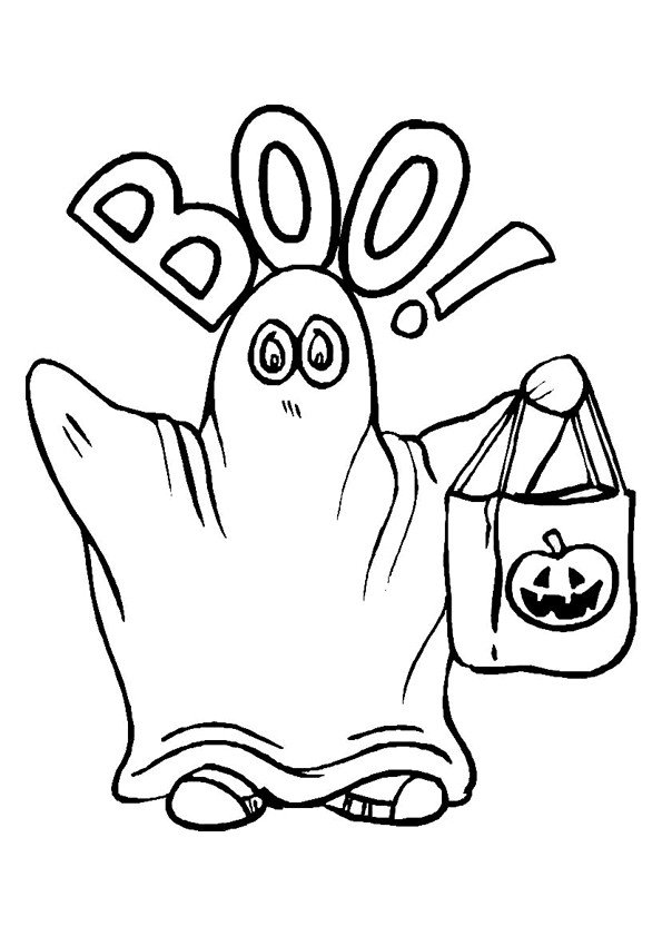 Coloriage d'un fantôme qui dit Boo