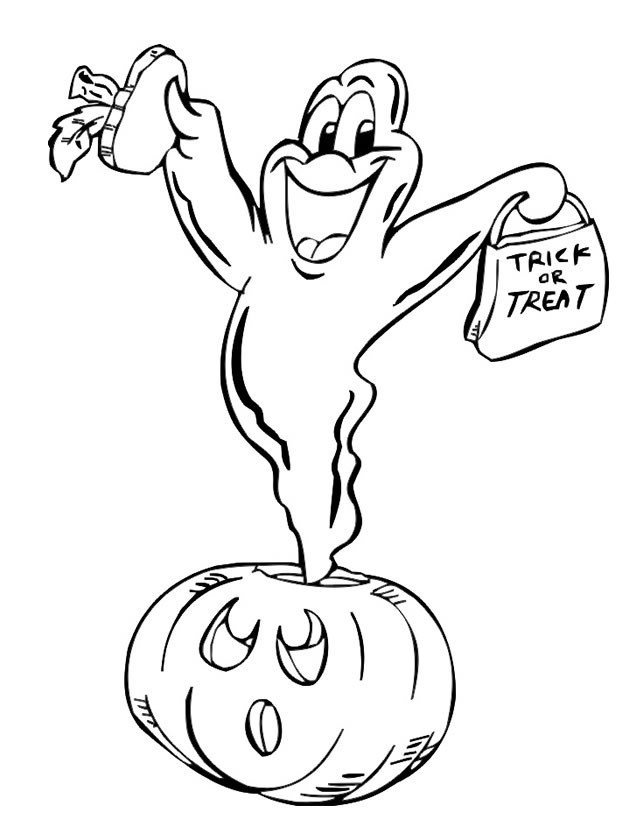 Coloriage d'un fantôme avec une citrouille