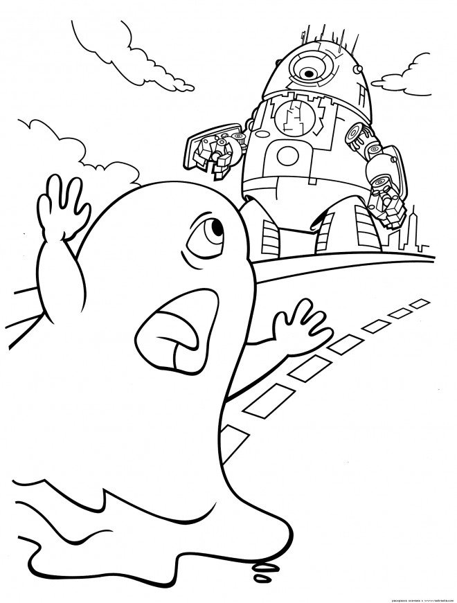 Coloriage d'un fantôme qui a peur