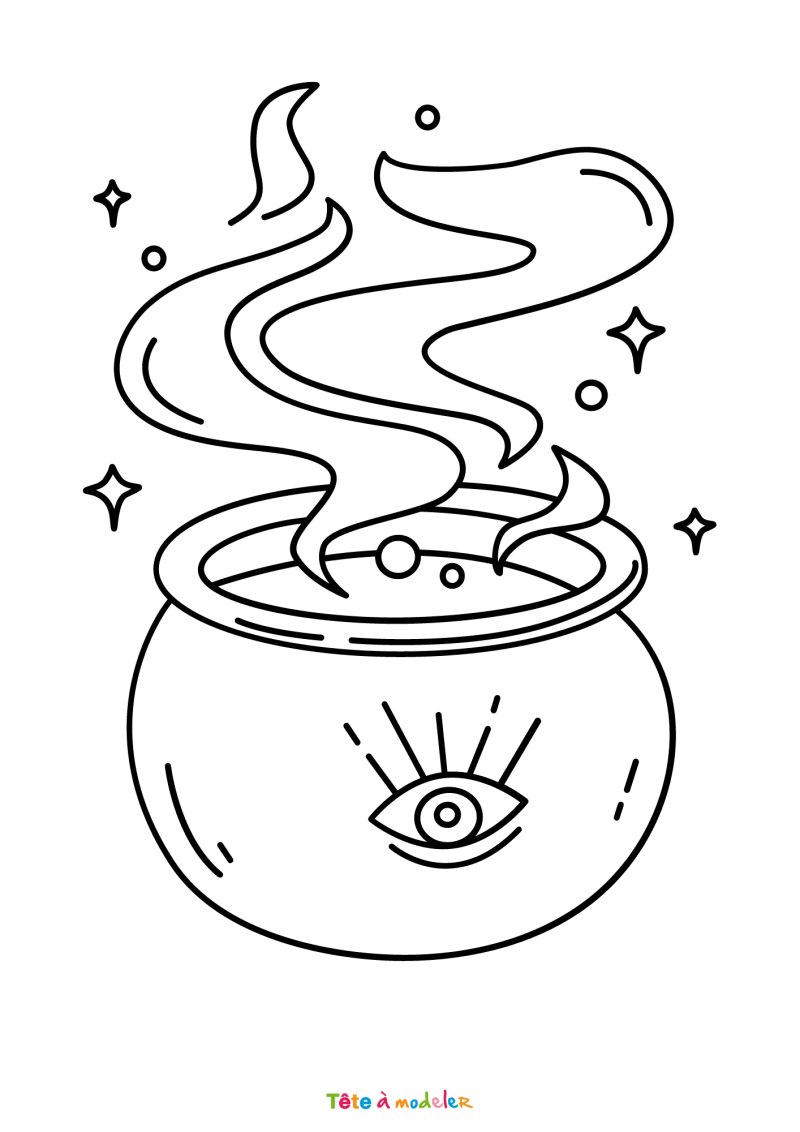 Coloriage d'un chaudron magique