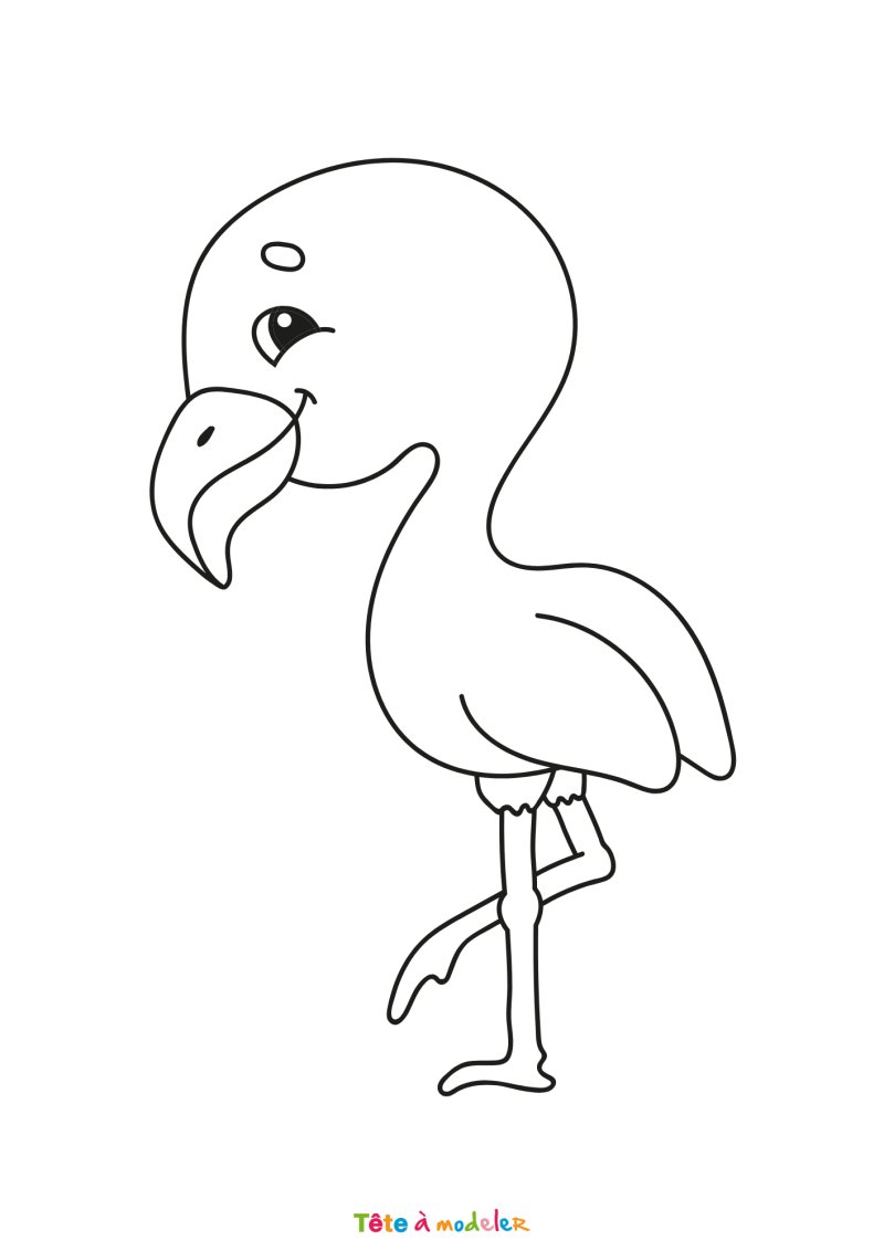 Coloriage flamant rose mignon