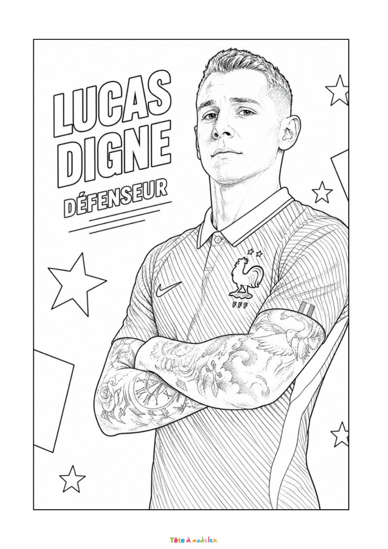 Coloriage de Lucas Digne - Défenseur de l'équipe de France